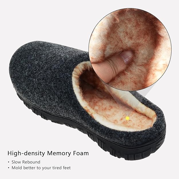 Men's slip-on foam memory foam home slippers, warm, plush, comfortable and fluffy indoor and outdoor floor shoes