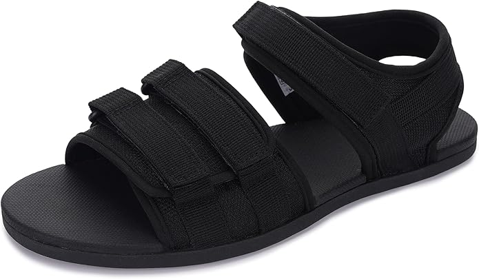 Men's open-toe sandals + scattered, minimalist style | Adjustable hook-and-loop straps
