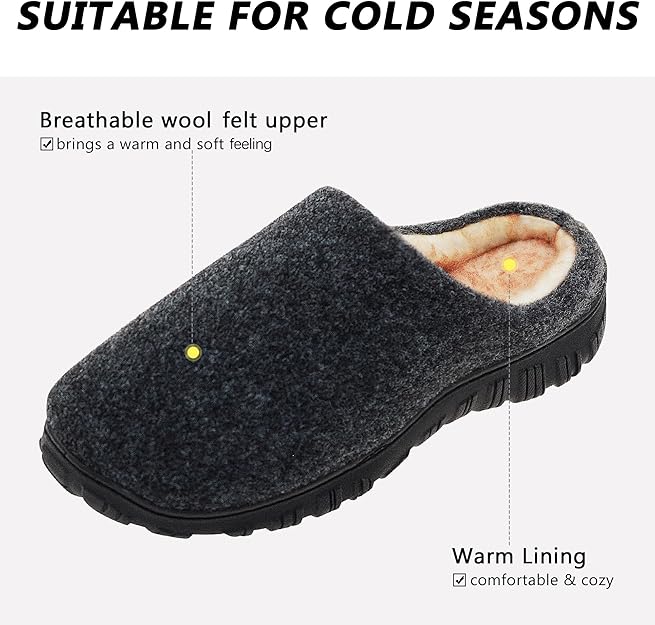 Men's slip-on foam memory foam home slippers, warm, plush, comfortable and fluffy indoor and outdoor floor shoes