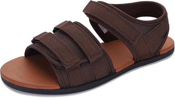 Men's open-toe sandals + scattered, minimalist style | Adjustable hook-and-loop straps